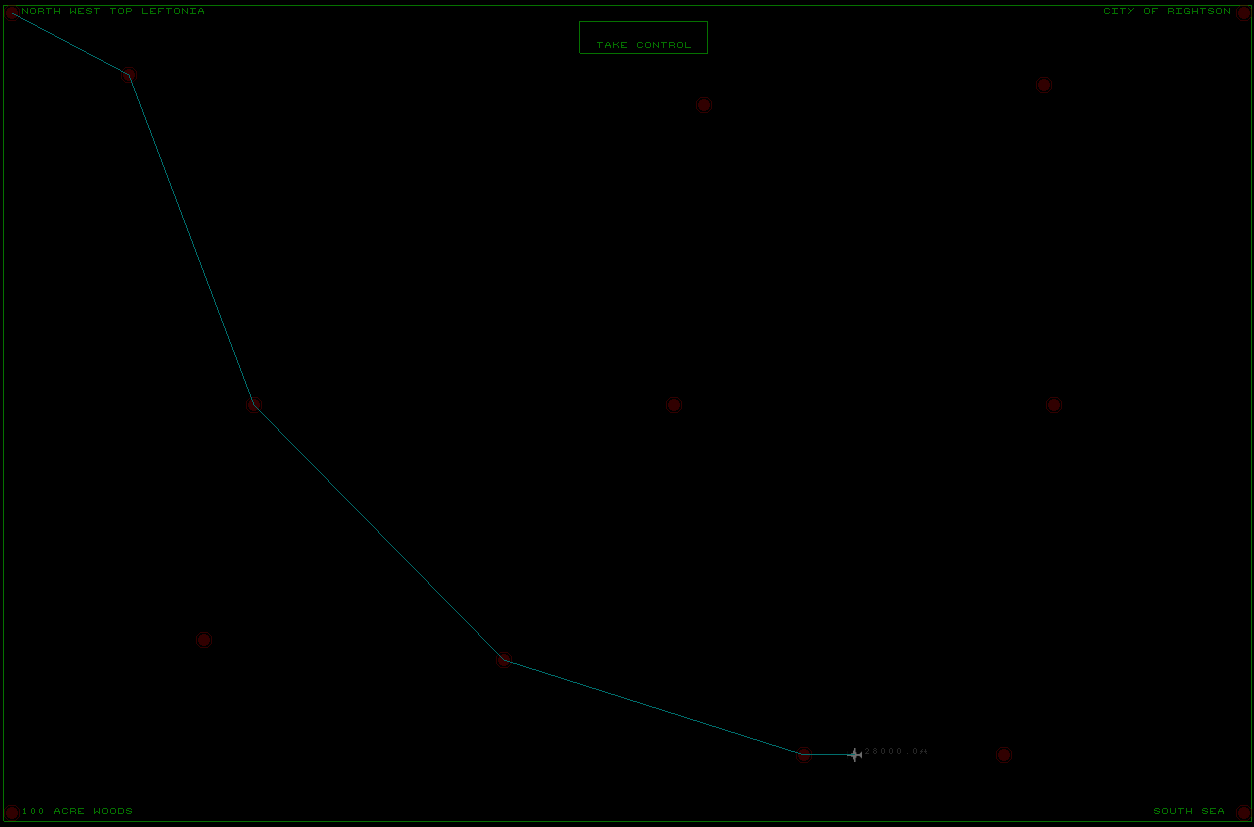 Screenshot of a plane selected with route displayed in blue